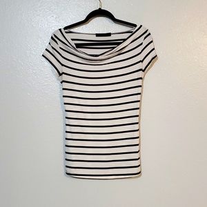 skirts. Black and white striped tee shirt
